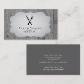 Elegant Chef Catering Retro Mes Vork Hout Grijs Visitekaartje (Voorkant / Achterkant)