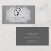 Elegant Chef Catering Retro Mes Vork Hout Grijs Visitekaartje (Voorkant / Achterkant)