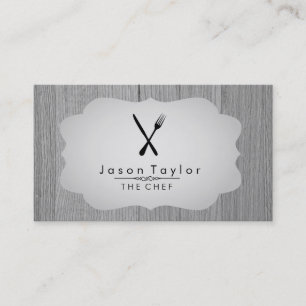 Elegant Chef Catering Retro Mes Vork Hout Grijs Visitekaartje