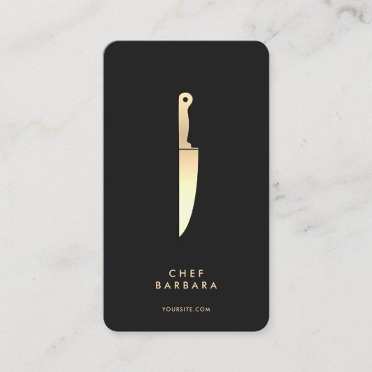 Elegant Chef Zwart Goud Mes Modern Premium Visitekaartje (Voorkant)