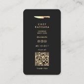 Elegant Chef Zwart Goud Mes Modern Premium Visitekaartje (Achterkant)