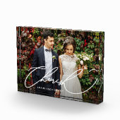 Elegant Cherish Script met namen Photo Block Fotoblokken (Rechts)