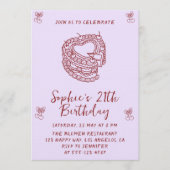 Elegant Cherry Birthday Invitation with Heart Cake Kaart (Voorkant)