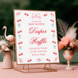 Elegant Cherry Bloemen Luier Raffle Poster