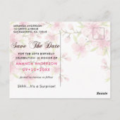 Elegant Cherry Blossom 40th Birthday Save the Date Briefkaart (Achterkant)