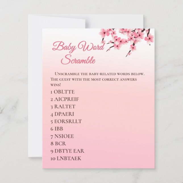 Elegant Cherry Blossom Baby Word Scramble spel (Voorkant)