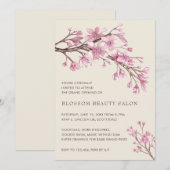 Elegant Cherry Blossom Beauty Salon Grand Opening Kaart (Voorkant / Achterkant)