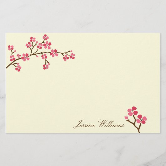 Elegant Cherry Blossom Briefpapier (Voorkant)