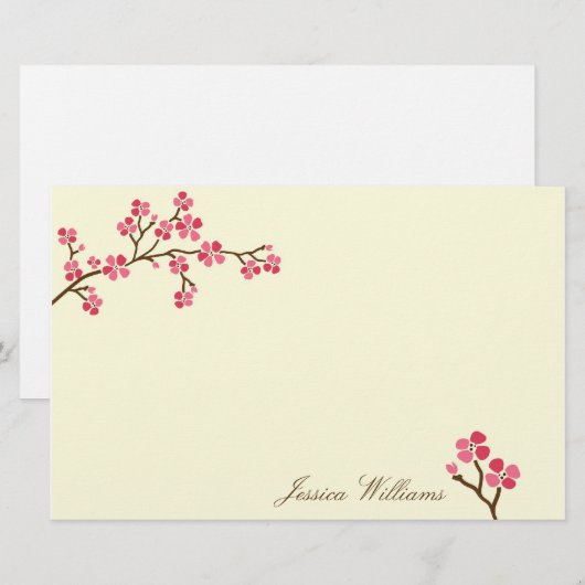 Elegant Cherry Blossom Briefpapier (Voorkant / Achterkant)