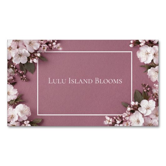 Elegant Cherry Blossom Dusty Roos Magnetisch Visitekaartje (Voorkant)