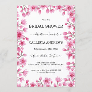 Elegant Cherry Blossom Floral Border Vrijgezellenf Kaart