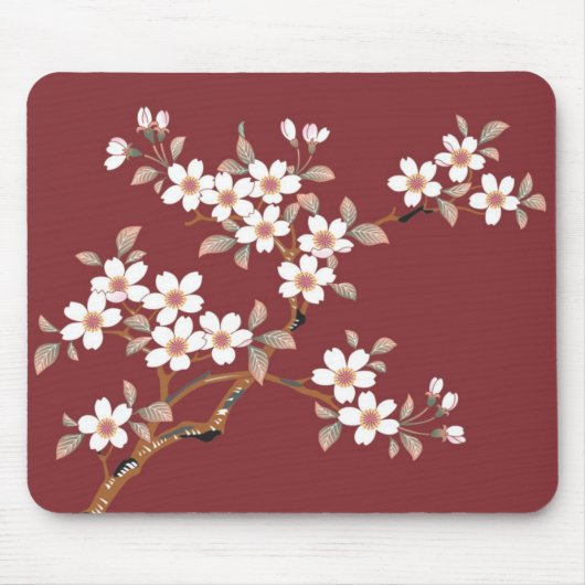 Elegant Cherry Blossom Floral Mousemat Muismat (Voorkant)