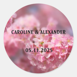 Elegant Cherry Blossom Floral Photography Wedding Ronde Sticker