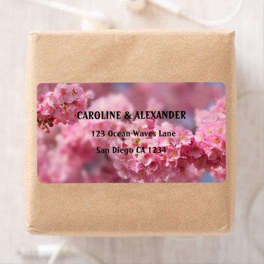Elegant Cherry Blossom Floral Pink Wedding Etiket (Insitu)