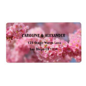 Elegant Cherry Blossom Floral Pink Wedding Etiket (Voorkant)
