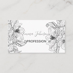 Elegant Cherry Blossom Flowers Black White Design Visitekaartje