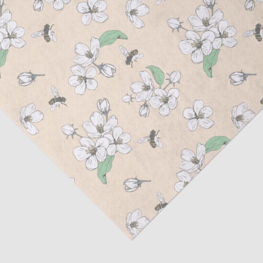 Elegant Cherry Blossom Honeybees Tissue Paper Tissuepapier (Detail)