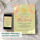 Elegant Cherry Blossom & Lanterns Iftar Dinner Kaart