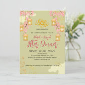 Elegant Cherry Blossom & Lanterns Iftar Dinner Kaart (Staand voorkant)