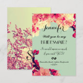 Elegant Cherry Blossom op Rustisch Blauwgroen Kaart (Voorkant / Achterkant)