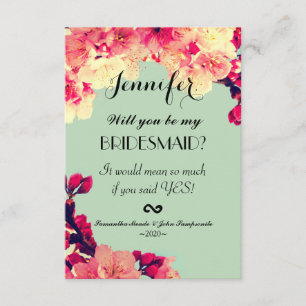 Elegant Cherry Blossom op Rustisch Blauwgroen Kaart