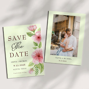 Elegant Cherry Blossom Pastel Bloemen Save the Dat Date