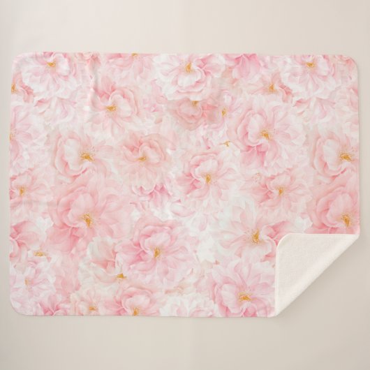 Elegant Cherry Blossom Patroonontwerp Sherpa Deken (Voorkant (horizontaal))