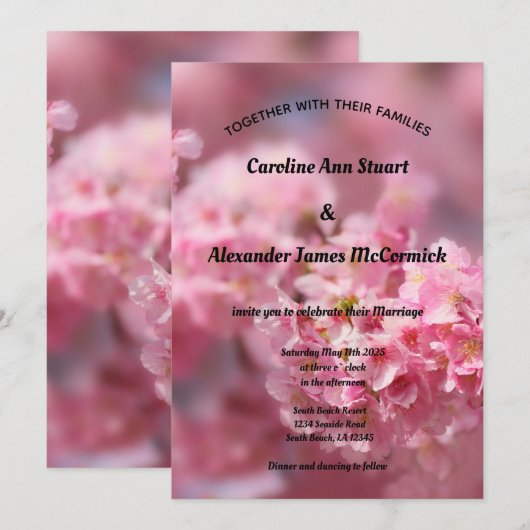 Elegant Cherry Blossom Photography Floral Wedding Kaart (Voorkant / Achterkant)