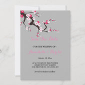 Elegant Cherry Blossom Pink floral save the date (Voorkant)