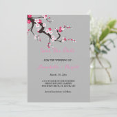 Elegant Cherry Blossom Pink floral save the date (Staand voorkant)