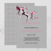 Elegant Cherry Blossom Pink floral save the date (Voorkant / Achterkant)