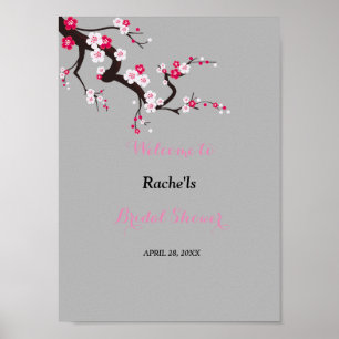 Elegant Cherry Blossom Pink floral Vrijgezellenfee Poster