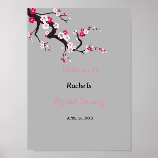 Elegant Cherry Blossom Pink floral Vrijgezellenfee Poster (Voorkant)