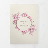 Elegant Cherry Blossom Pink Floral Wedding Drieluik Uitnodiging (Cover)