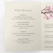 Elegant Cherry Blossom Pink Floral Wedding Drieluik Uitnodiging (Binnenzijde eerst)