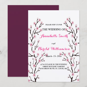 Elegant Cherry Blossom Pink floral Wedding Kaart