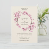 Elegant Cherry Blossom Pink Floral Wedding Kaart (Staand voorkant)