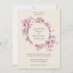 Elegant Cherry Blossom Pink Floral Wedding Kaart