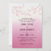 Elegant Cherry Blossom Pink ombre Floral Wedding Kaart (Voorkant)