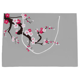 Elegant Cherry Blossom Pink White floral gift Groot Cadeauzakje