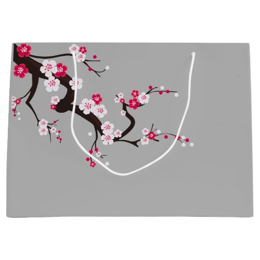 Elegant Cherry Blossom Pink White floral gift Groot Cadeauzakje (Voorkant)