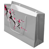 Elegant Cherry Blossom Pink White floral gift Groot Cadeauzakje (Voorkant Gekanteld)