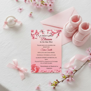 Elegant Cherry Blossom Roze Bloemen Baby shower Kaart