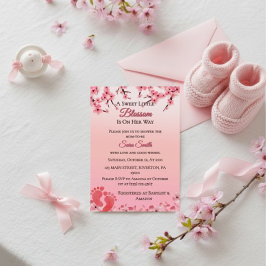 Elegant Cherry Blossom Roze Bloemen Baby shower Kaart
