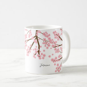 Elegant  cherry blossom sakura calligrafie koffiemok