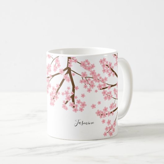 Elegant  cherry blossom sakura calligrafie koffiemok (Voorkant rechts)