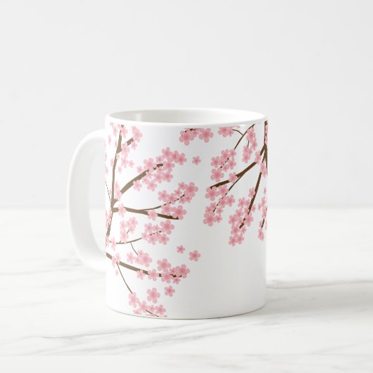 Elegant  cherry blossom sakura calligrafie koffiemok (Voorkant links)