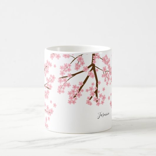 Elegant  cherry blossom sakura calligrafie koffiemok (Center)
