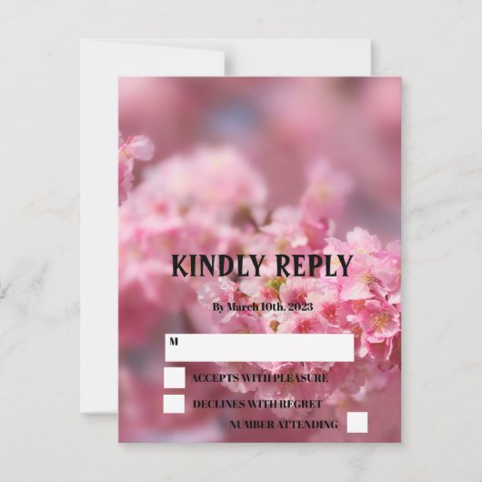 Elegant Cherry Blossom Sakura Floral Wedding RSVP Kaartje (Voorkant)