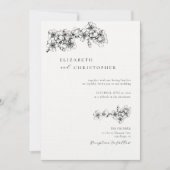 Elegant Cherry Blossom Sketch Botanical BW Wedding Kaart (Voorkant)